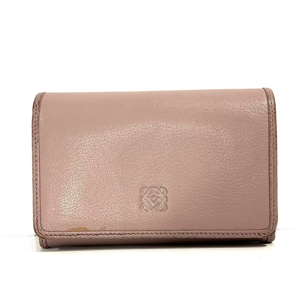 Loewe trifold compact zip wallet grained calfskin